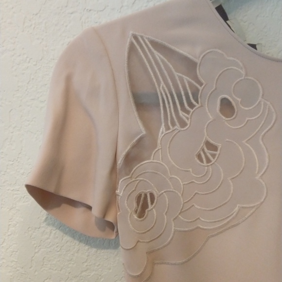 NWT! $3000 Stella McCartney Blush Dress w/Floral Appliqué & Sheer Inserts Sz36IT - Picture 3 of 7